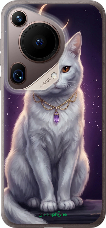Силиконовый чехол Mystic White Cat Gothic Dark Purple Gold для Huawei Pura 70 Ultra - 6805u-3704 изображение 