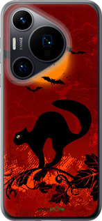 Силиконовый чехол Чёрная кошка под луной для Huawei Pura 70 - 1190u-3703 изображение 