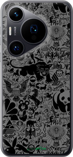 Силиконовый чехол Чёрно-серый стикер бомбинг для Huawei Pura 70 - 2432u-3703 изображение 