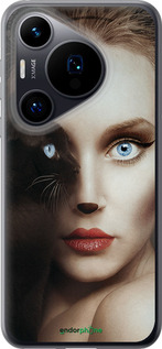 Силиконовый чехол Взгляд женщины и кошки для Huawei Pura 70 - 4041u-3703 изображение 