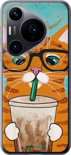 Силиконовый чехол Зеленоглазый кот в очках для Huawei Pura 70 - 4054u-3703 изображение 