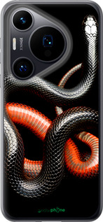 Силиконовый чехол Красно-черная змея на черном фоне для Huawei Pura 70 - 4063u-3703 изображение 