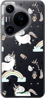 Силиконовый чехол Единорог и кофе для Huawei Pura 70 - 4661u-3703 изображение 