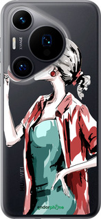 Силиконовый чехол Девушка с бокалом для Huawei Pura 70 - 4662u-3703 изображение 