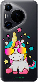 Силиконовый чехол Единорог в очках для Huawei Pura 70 - 4879u-3703 изображение 