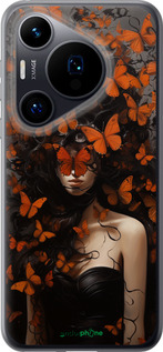 Силиконовый чехол Девушка с оранжевыми бабочками для Huawei Pura 70 - 5941u-3703 изображение 