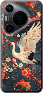 Силіконовий чехол Сакура та лелека для Huawei Pura 70 - 6108u-3703 изображение 