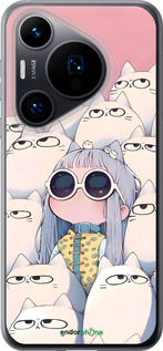 Силиконовый чехол Малышка с котами для Huawei Pura 70 - 6295u-3703 изображение 