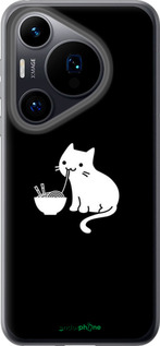 Силиконовый чехол С милым котом на черном фоне для Huawei Pura 70 - 6528u-3703 изображение 