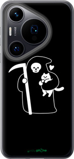 Силиконовый чехол Минималистичный арт: смерть и кошка для Huawei Pura 70 - 6529u-3703 изображение 