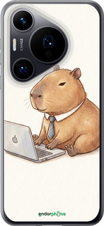 Силиконовый чехол 'Funny Capybara CEO Working' для Huawei Pura 70 изображение 1