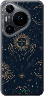 Силиконовый чехол Celestial Harmony: Sun & Moon Gold Mystic Pattern для Huawei Pura 70 - 6778u-3703 изображение 