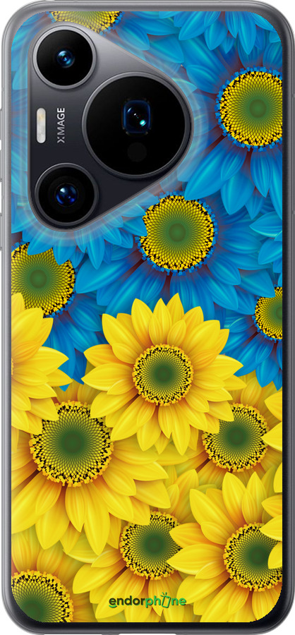 Силиконовый чехол Жёлто-голубые цветы для Huawei Pura 70 - 1048u-3703 изображение 