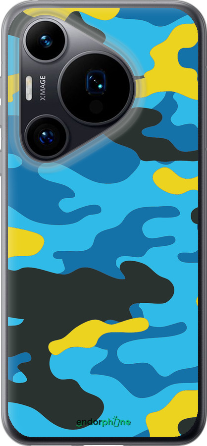 Силиконовый чехол Желто-голубой камуфляж для Huawei Pura 70 - 1084u-3703 изображение 