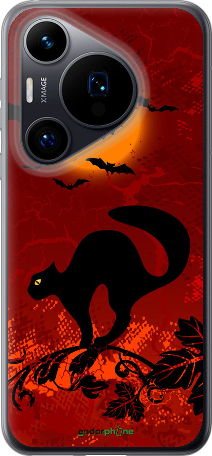 Силиконовый чехол Чёрная кошка под луной для Huawei Pura 70 - 1190u-3703 изображение 