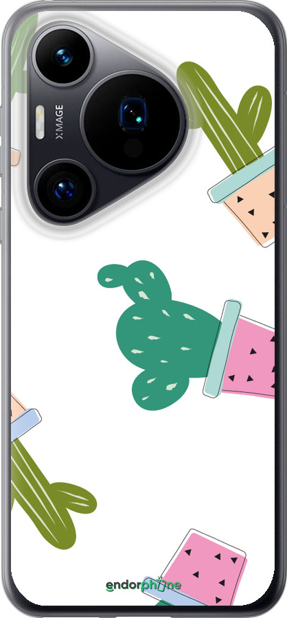Силиконовый чехол Кактусы в горшочках для Huawei Pura 70 - 3968u-3703 изображение 