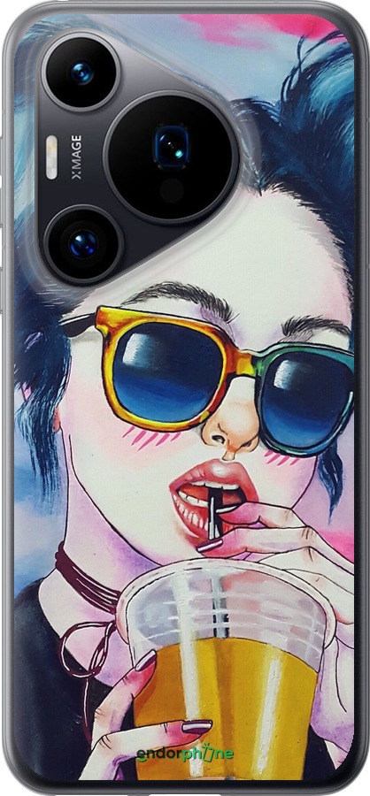 Силиконовый чехол Арт-девушка в очках для Huawei Pura 70 - 3994u-3703 изображение 
