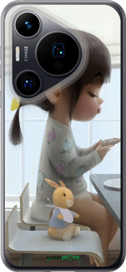Силиконовый чехол Милая девочка с зайчиком для Huawei Pura 70 - 4039u-3703 изображение 