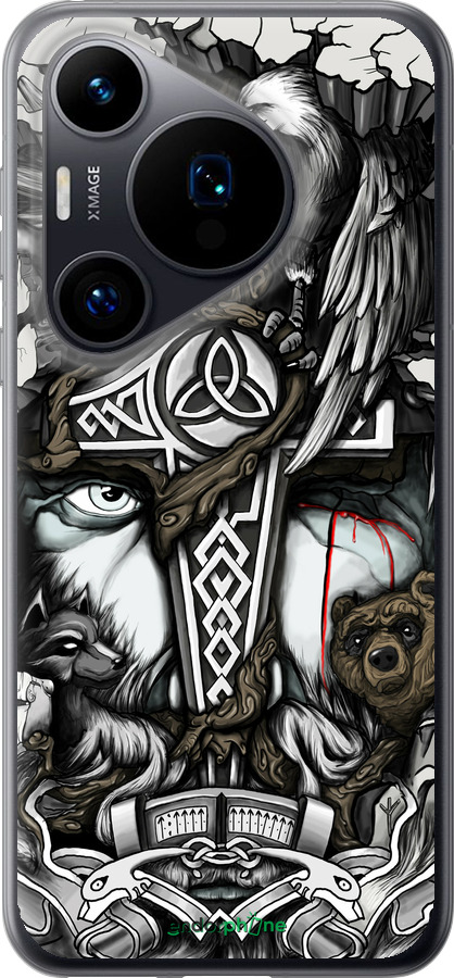 Силиконовый чехол Тату Викинг для Huawei Pura 70 - 4098u-3703 изображение 