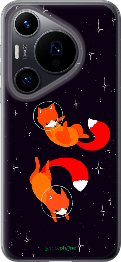 Силиконовый чехол Лисички в космосе для Huawei Pura 70 - 4519u-3703 изображение 
