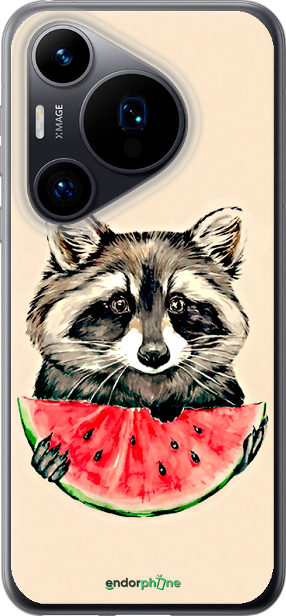Силиконовый чехол Енотик с арбузом для Huawei Pura 70 - 4605u-3703 изображение 
