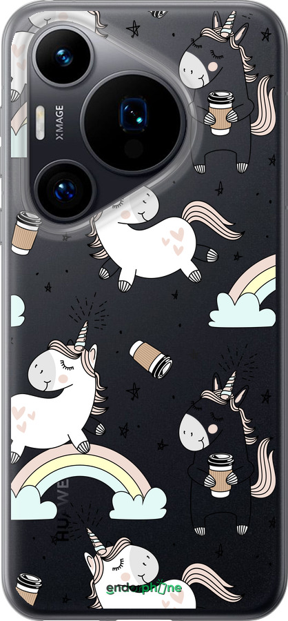 Силиконовый чехол Единорог и кофе для Huawei Pura 70 - 4661u-3703 изображение 