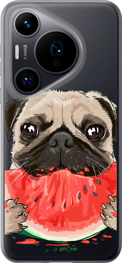 Силиконовый чехол Мопс и арбуз для Huawei Pura 70 - 4665u-3703 изображение 