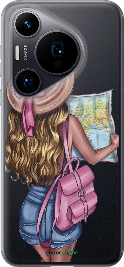 Силиконовый чехол Девушка с картой для Huawei Pura 70 - 4704u-3703 изображение 