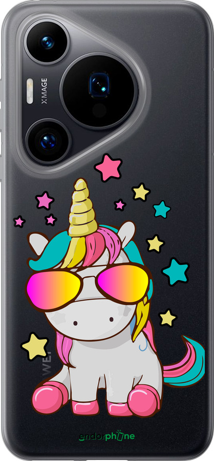 Силиконовый чехол Единорог в очках для Huawei Pura 70 - 4879u-3703 изображение 