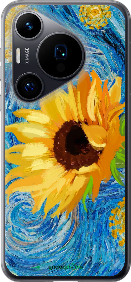 Силиконовый чехол Цветы желто-голубые для Huawei Pura 70 - 5308u-3703 изображение 