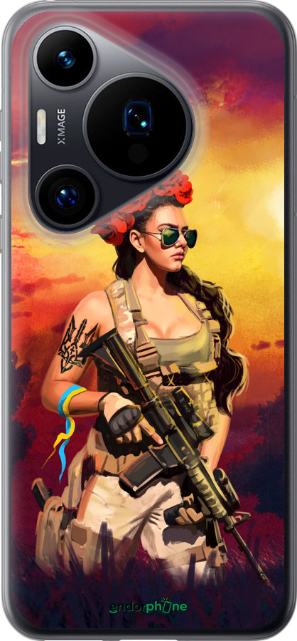 Силиконовый чехол Украинка с оружием для Huawei Pura 70 - 5316u-3703 изображение 