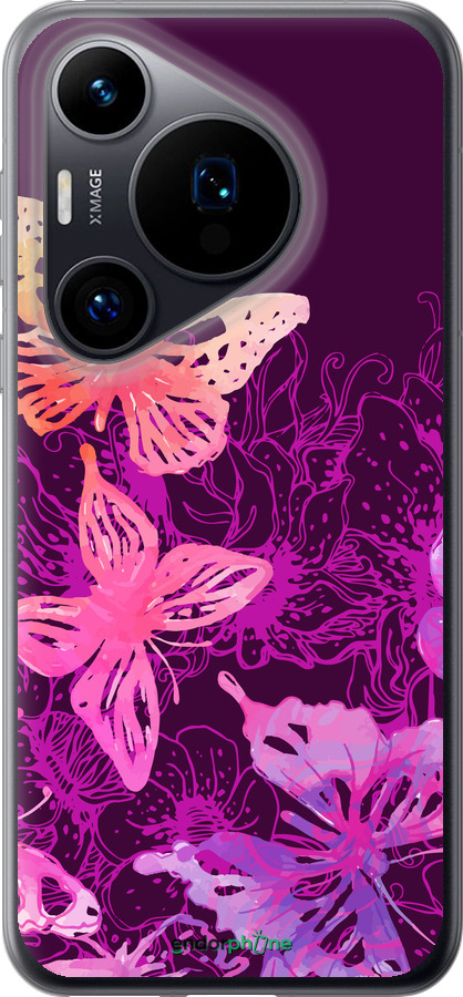 Силиконовый чехол Бабочки v2 для Huawei Pura 70 - 5475u-3703 изображение 