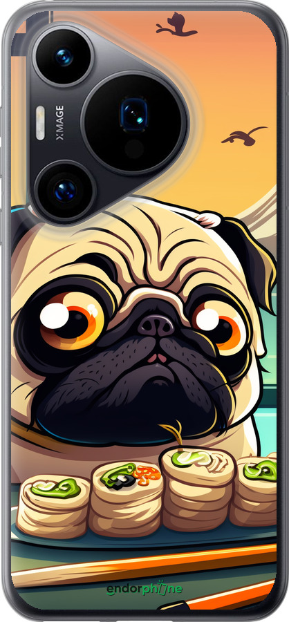 Силіконовий чехол Мопс і суші для Huawei Pura 70 - 5588u-3703 изображение 