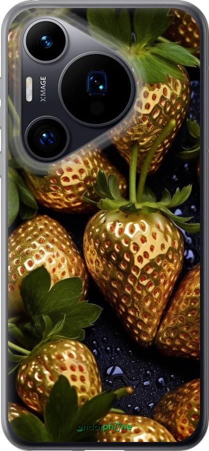 Силиконовый чехол Золотая клубника для Huawei Pura 70 - 5637u-3703 изображение 