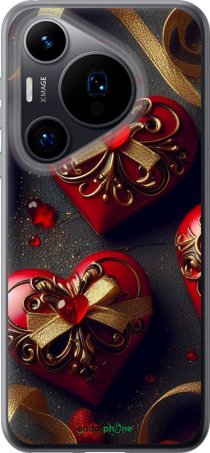 Силиконовый чехол Сердечки v4 для Huawei Pura 70 - 5834u-3703 изображение 