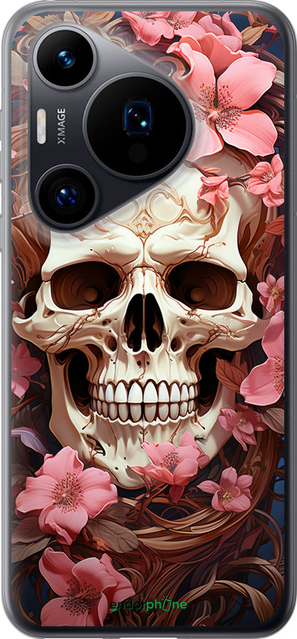 Силиконовый чехол Череп в розовых цветах для Huawei Pura 70 - 5965u-3703 изображение 