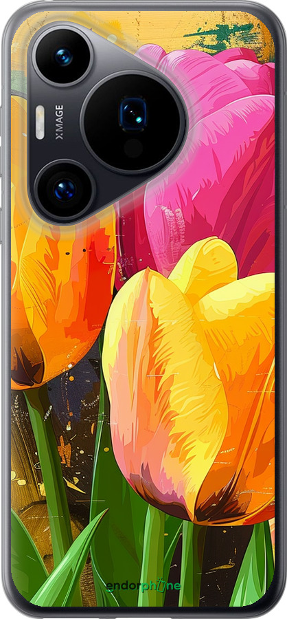 Силіконовий чехол Намальовані тюльпани для Huawei Pura 70 - 5990u-3703 изображение 