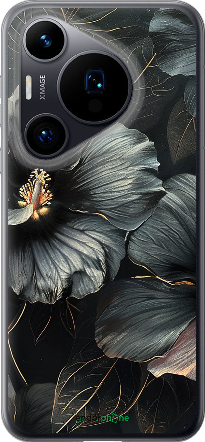 Силиконовый чехол Черные цветы для Huawei Pura 70 - 6031u-3703 изображение 