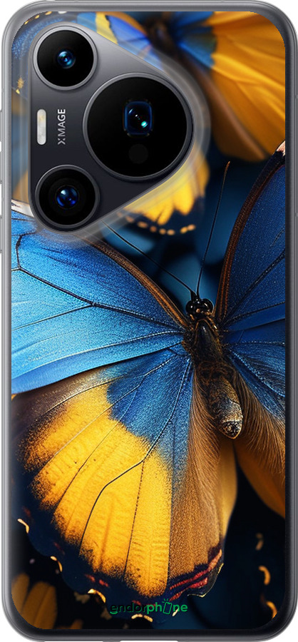 Силиконовый чехол Желто-голубые бабочки для Huawei Pura 70 - 6046u-3703 изображение 