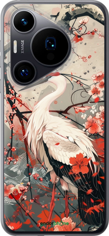 Силиконовый чехол Аист в цвету сакуры для Huawei Pura 70 - 6109u-3703 изображение 