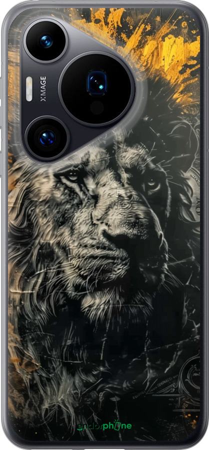 Силиконовый чехол Лев в золотых красках для Huawei Pura 70 - 6155u-3703 изображение 