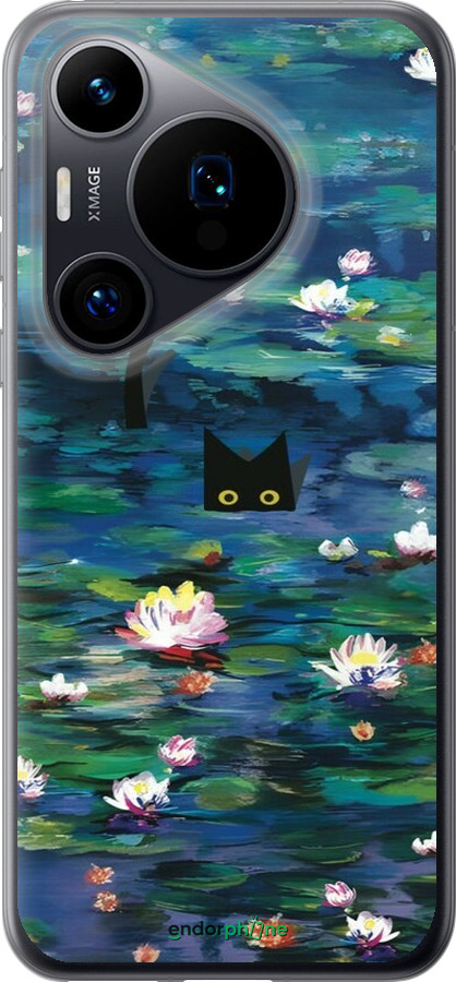 Силиконовый чехол із зображенням водяних лілій та кішок для Huawei Pura 70 - 6257u-3703 изображение 