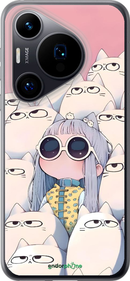 Силиконовый чехол Малышка с котами для Huawei Pura 70 - 6295u-3703 изображение 