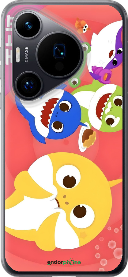 Силиконовый чехол Бейби Шаркс для Huawei Pura 70 - 6305u-3703 изображение 