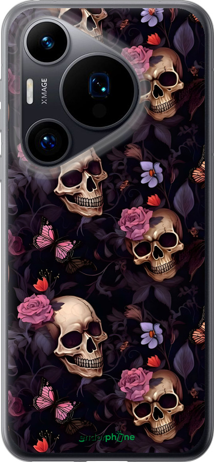 Силиконовый чехол Черепа и розы для Huawei Pura 70 - 6316u-3703 изображение 