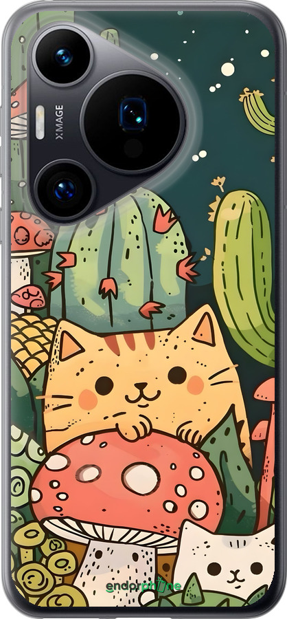 Силиконовый чехол Коты грибы для Huawei Pura 70 - 6321u-3703 изображение 