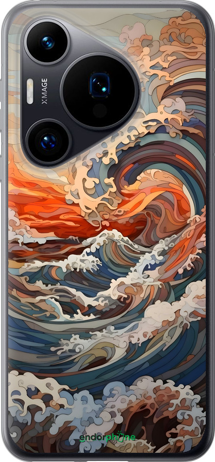 Силиконовый чехол Арт волны для Huawei Pura 70 - 6324u-3703 изображение 