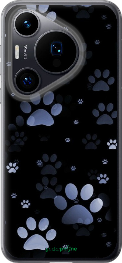 Силиконовый чехол С синими отпечатками лап для Huawei Pura 70 - 6441u-3703 изображение 