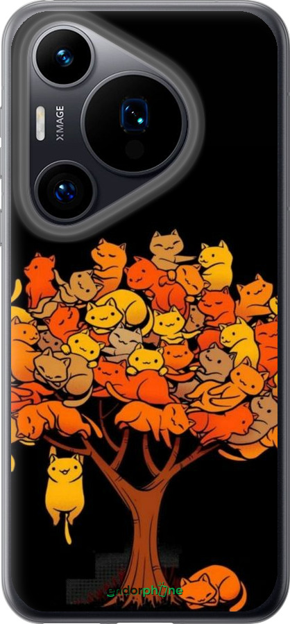 Силиконовый чехол Дерево и котики для Huawei Pura 70 - 6516u-3703 изображение 