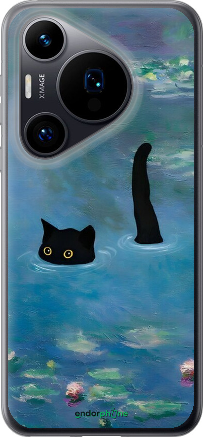 Силиконовый чехол С изображением кота и водяной лилии Monet для Huawei Pura 70 - 6519u-3703 изображение 